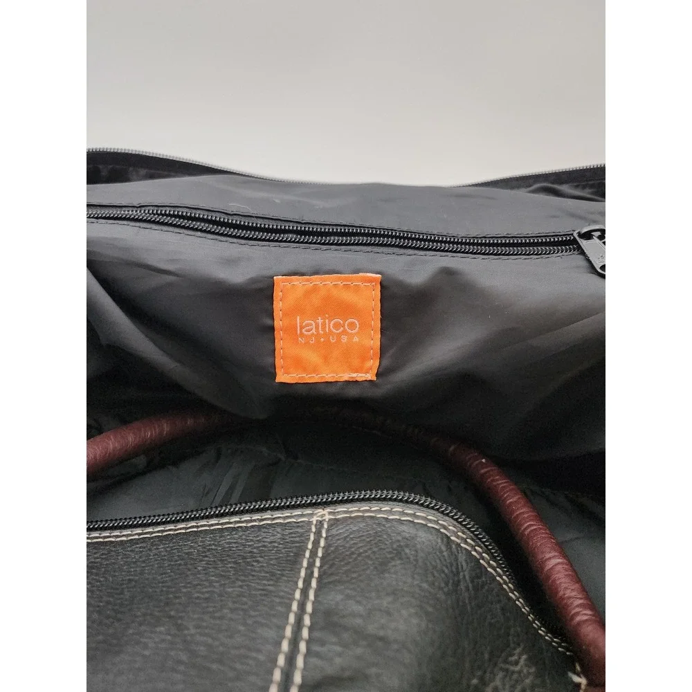 Latico Duffel Bag Unisex Large‎ Black Brown Leather Contrast Stitch Weekender